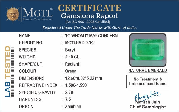 Emerald - 4.10 Carats