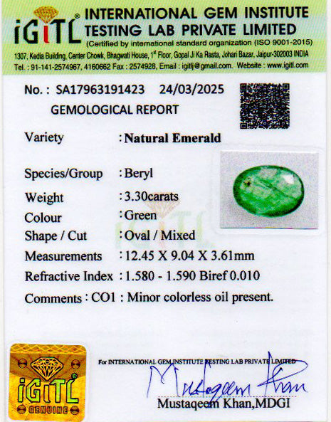 Emerald - 3.30 Carats