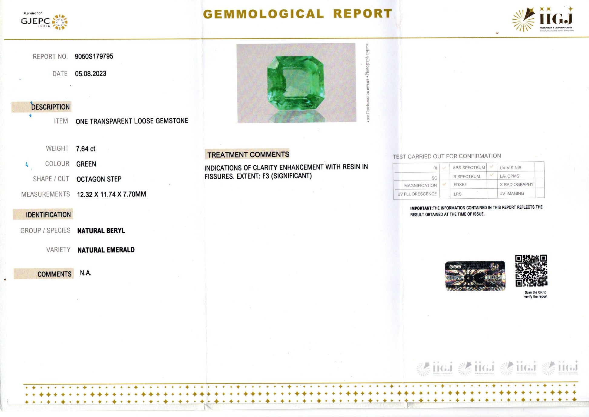 Emerald - 7.64 Carats