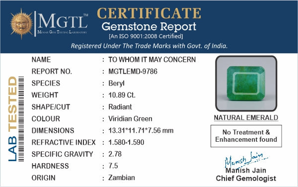 Emerald - 10.89 Carats