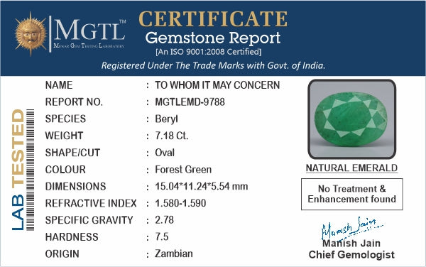 Emerald - 7.18 Carats