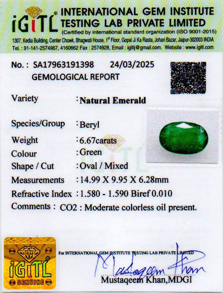 Emerald - 6.67 Carats