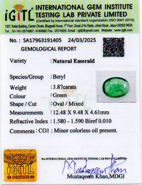 Emerald - 3.87 Carats
