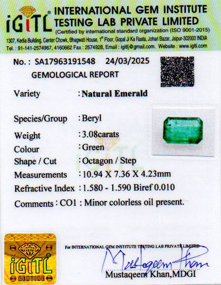 Emerald - 3.08 Carats