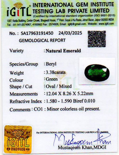 Emerald - 3.38 Carats