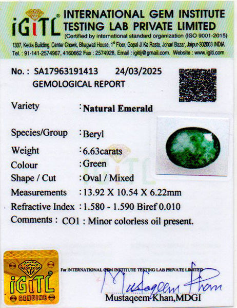 Emerald - 6.63 Carats