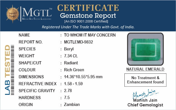 Emerald - 7.34 Carats
