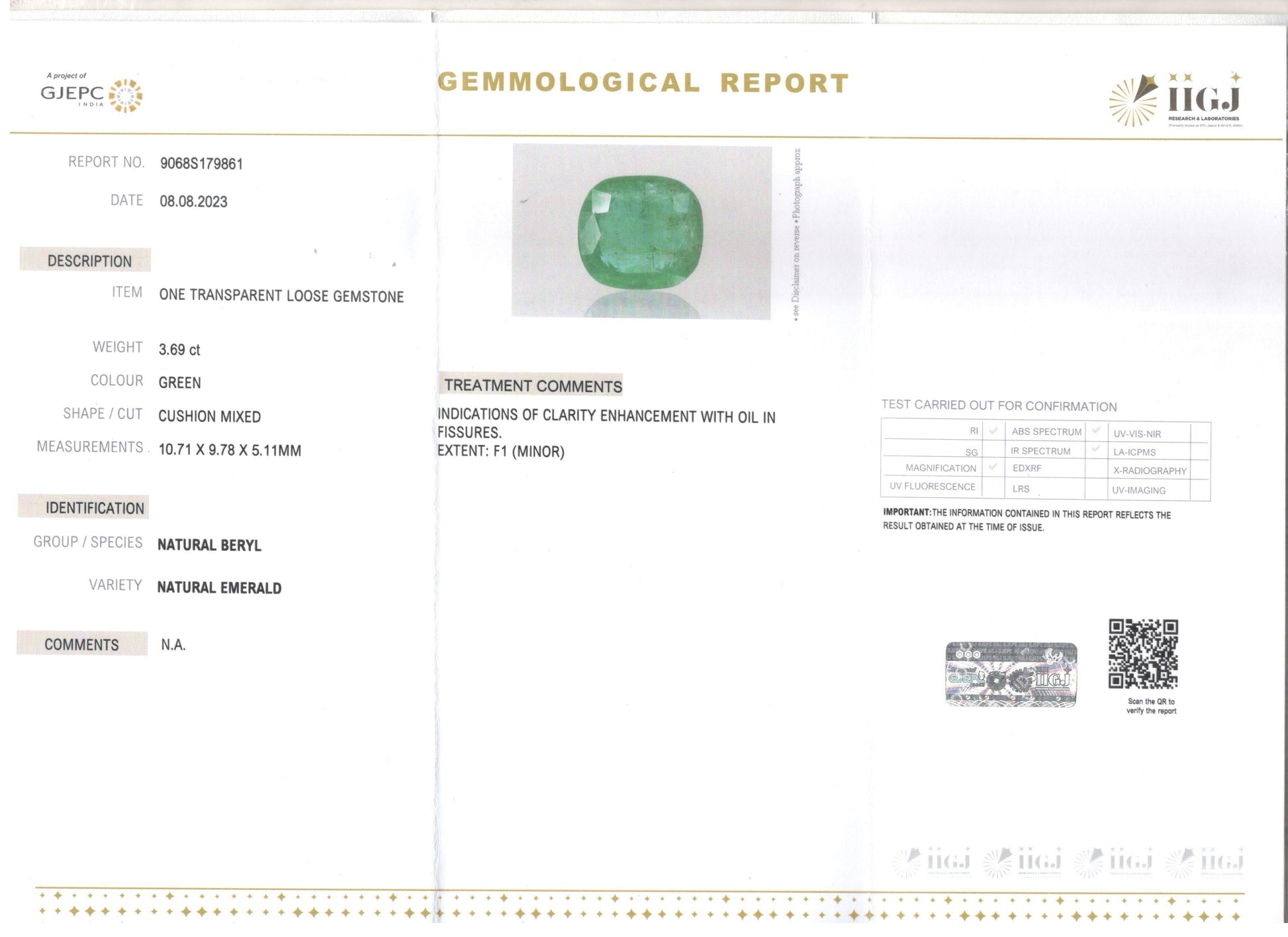 Emerald - 3.69 Carats