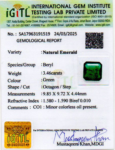 Emerald - 3.46 Carats