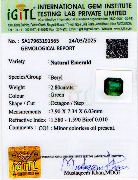 Zambian Emerald - 2.80 Carat Limited Quality EMD-9850