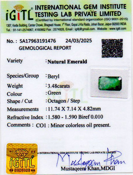 Emerald - 3.48 Carats