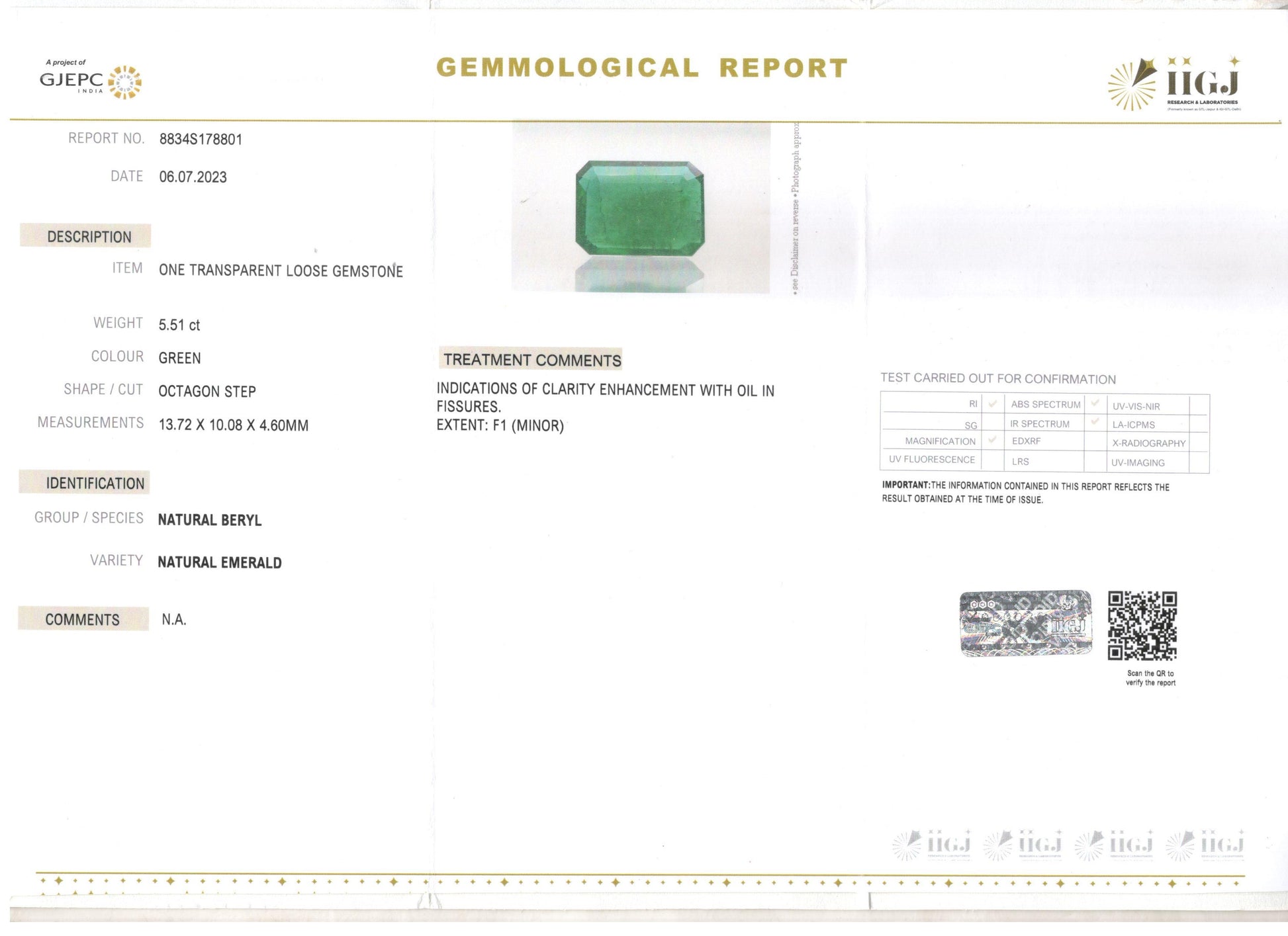 Emerald - 5.51 Carats