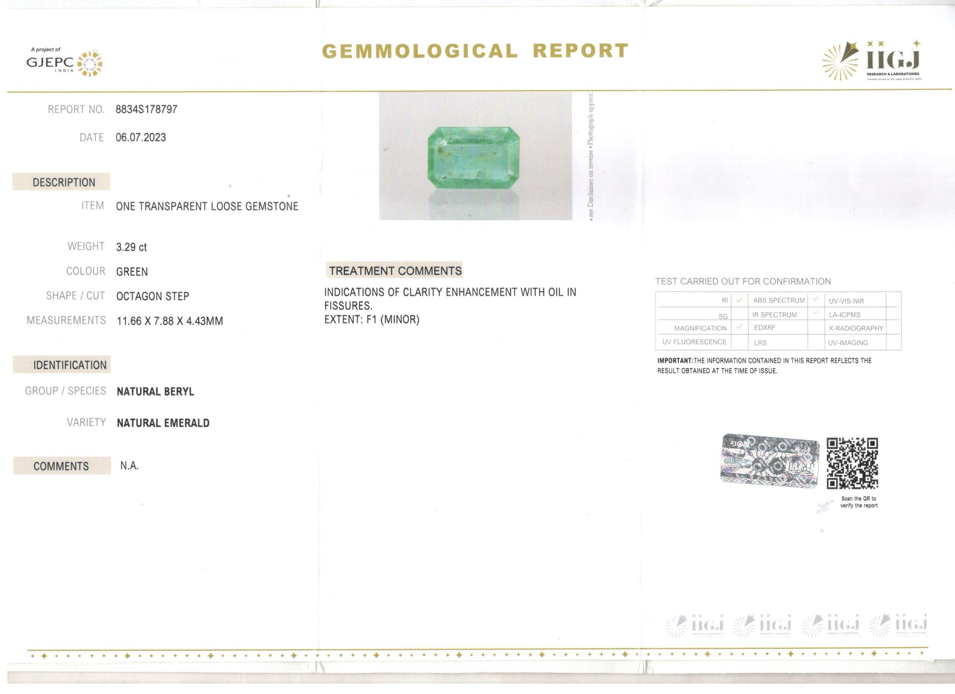 Zambian Emerald - 3.29 Carat Limited Quality EMD-9877
