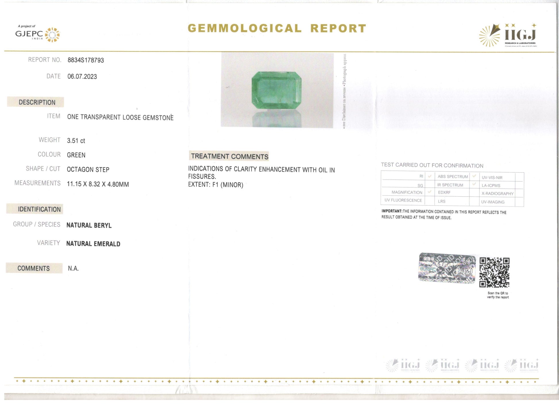 Emerald - 3.51 Carats