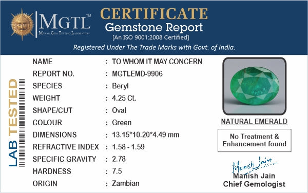 Emerald - 4.25 Carats