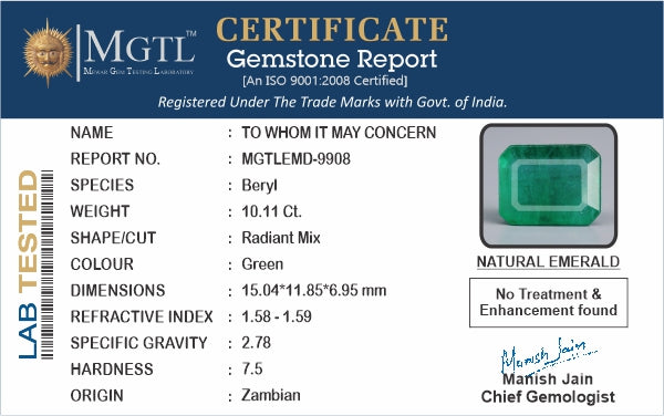 Emerald - 10.11 Carats