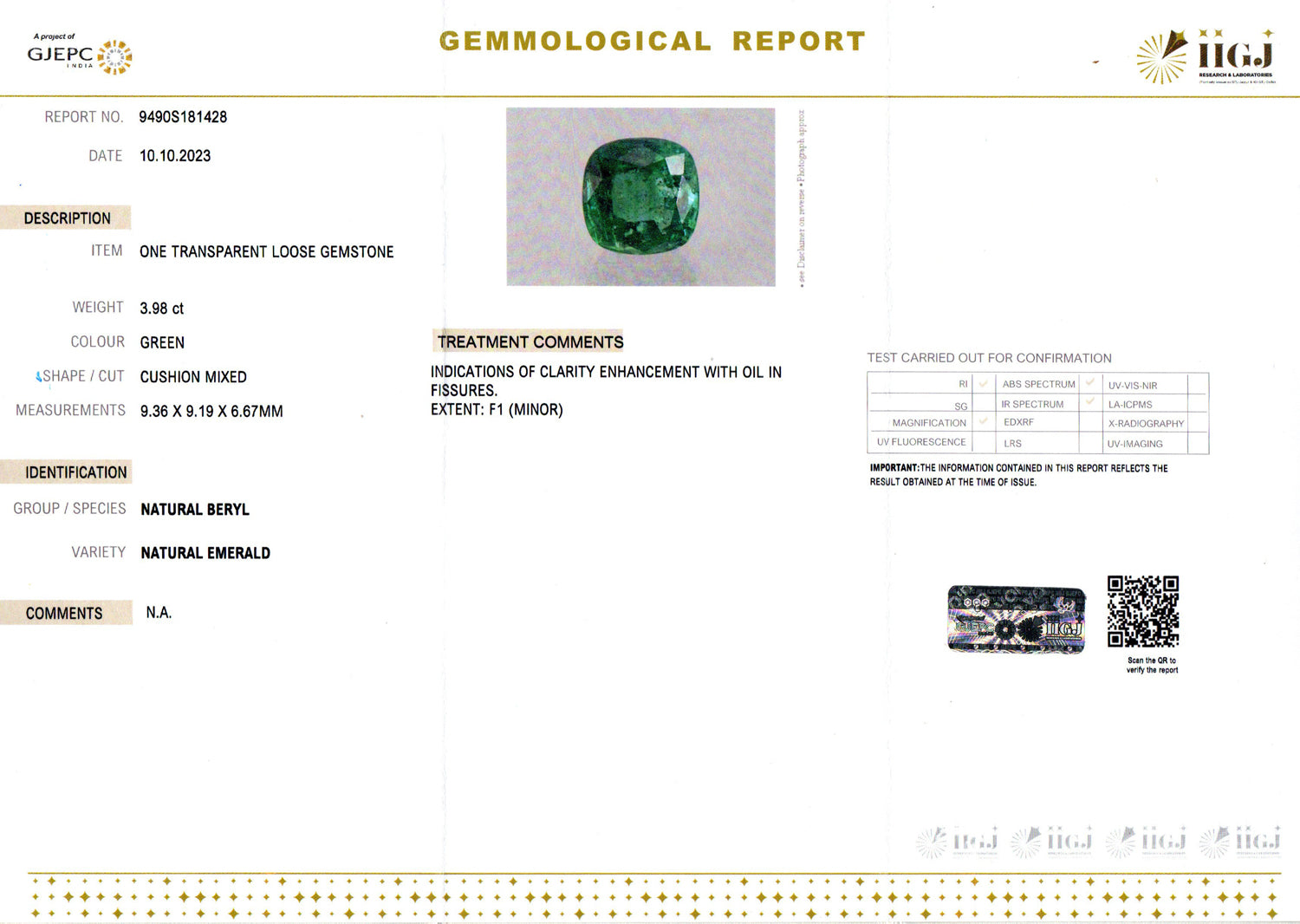 Emerald - 3.98 Carats