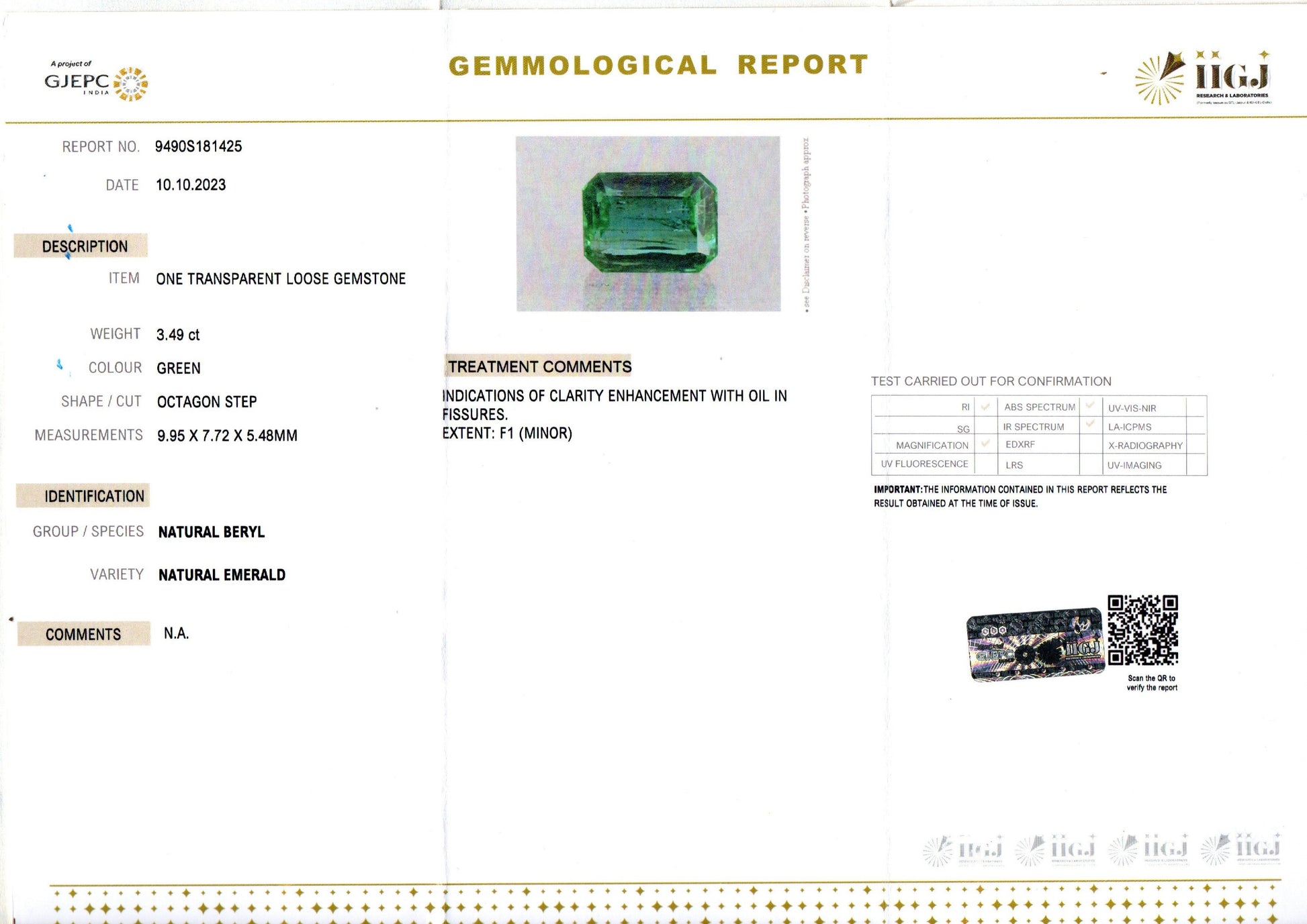 Emerald - 3.49 Carats