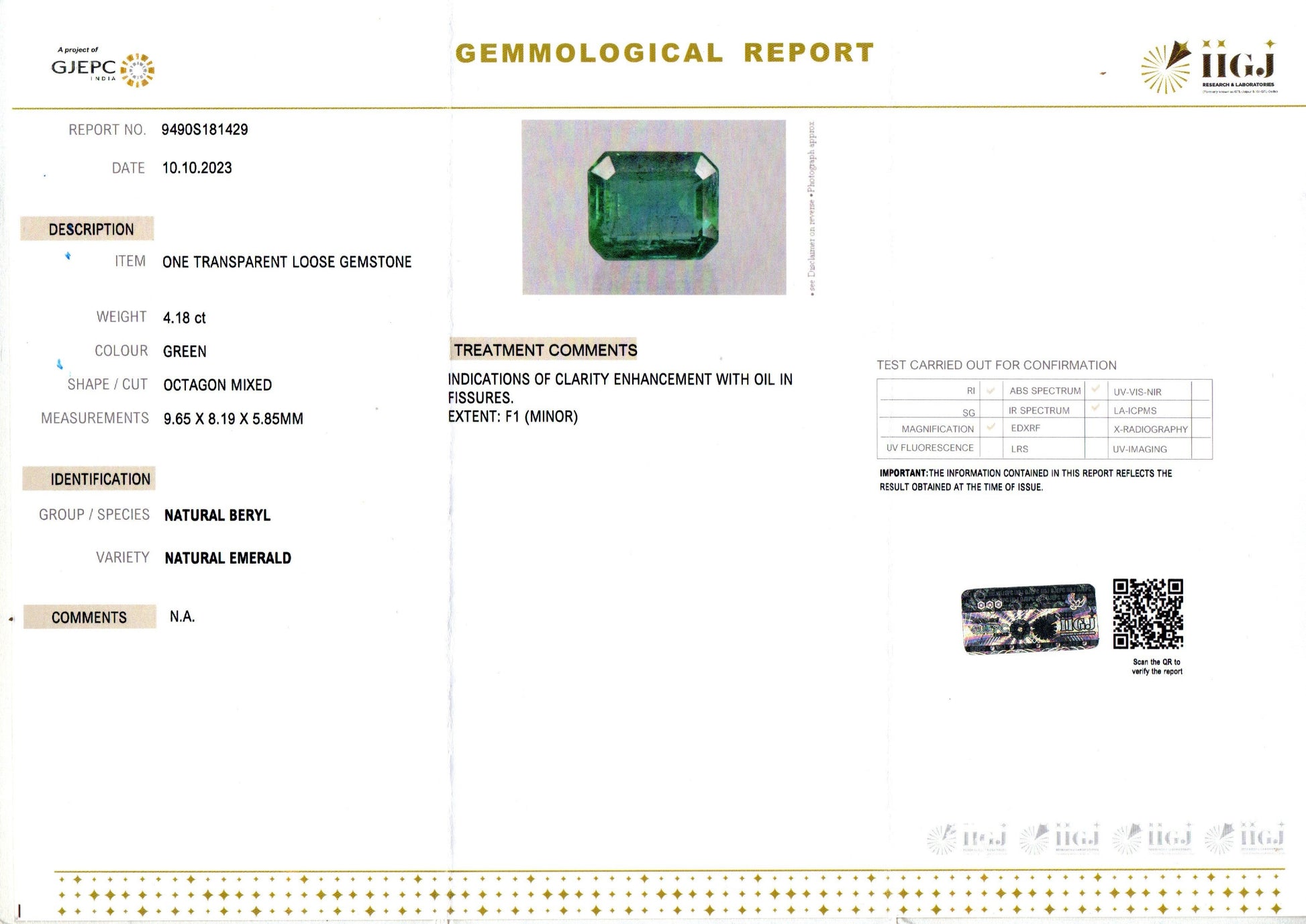 Emerald - 4.18 Carats