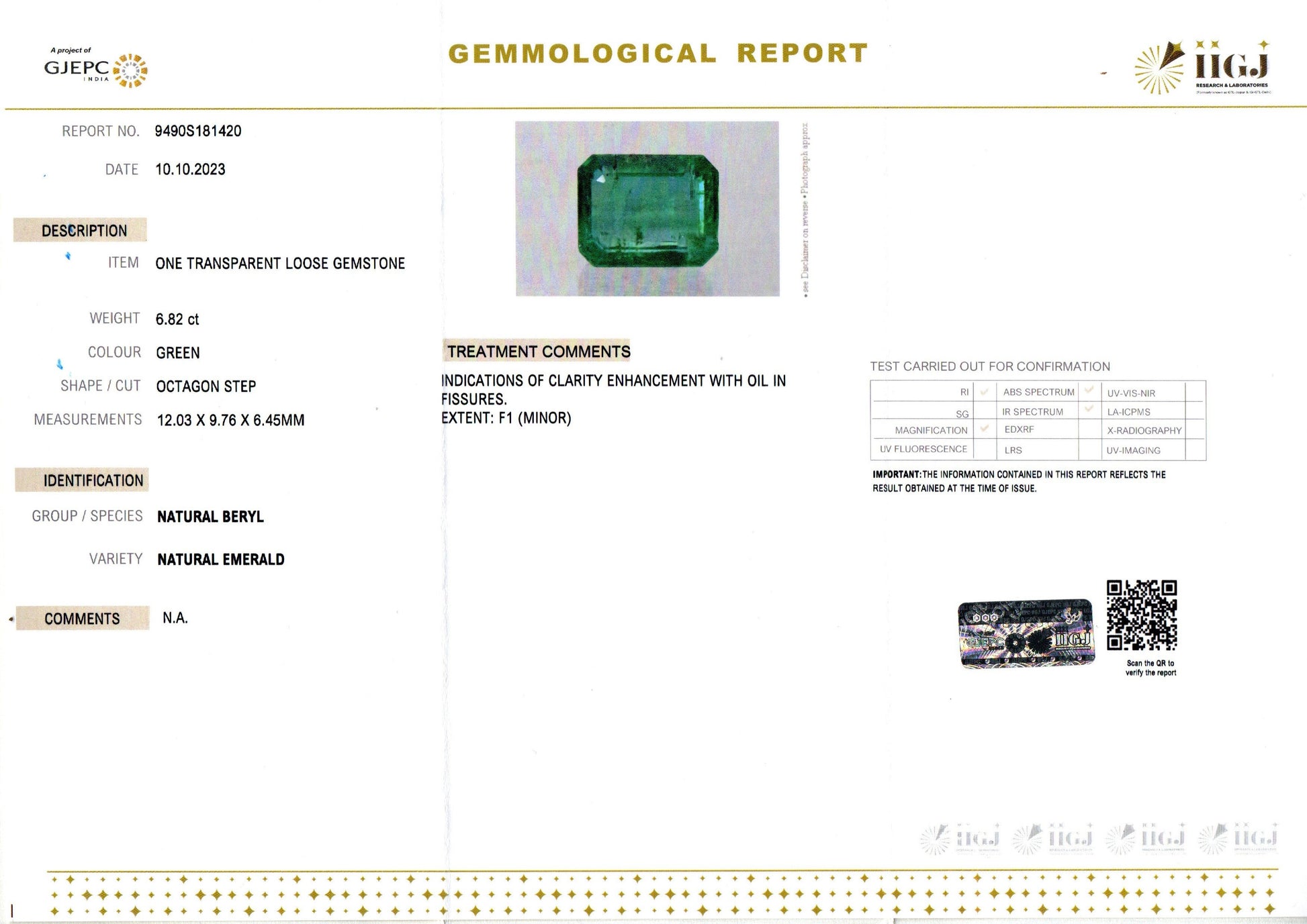 Emerald - 6.82 Carats