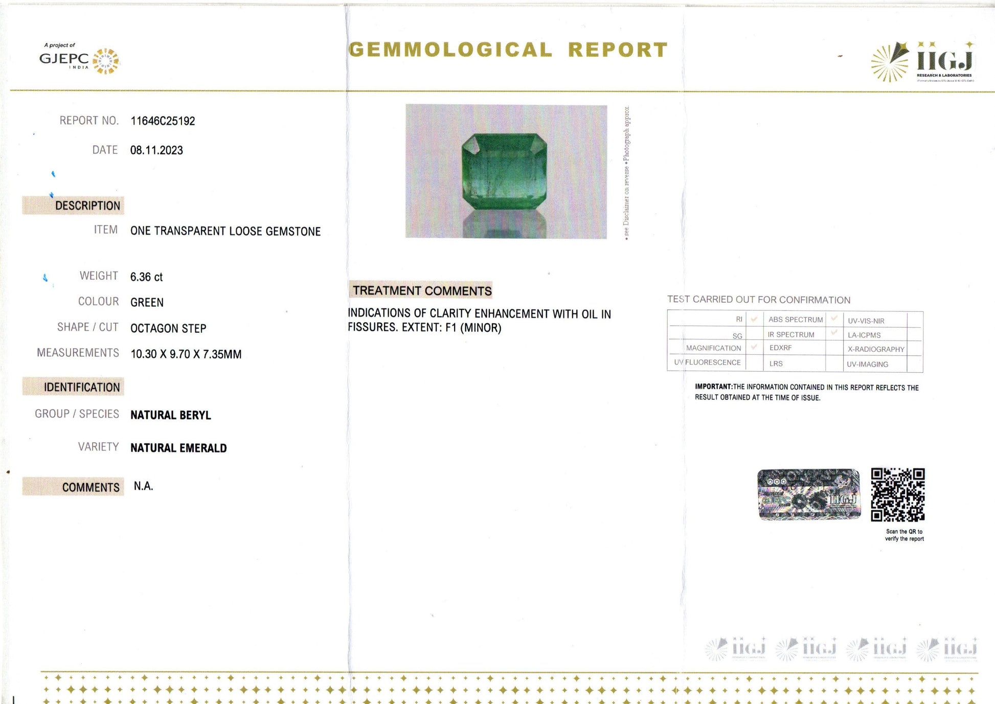 Emerald - 6.36 Carats