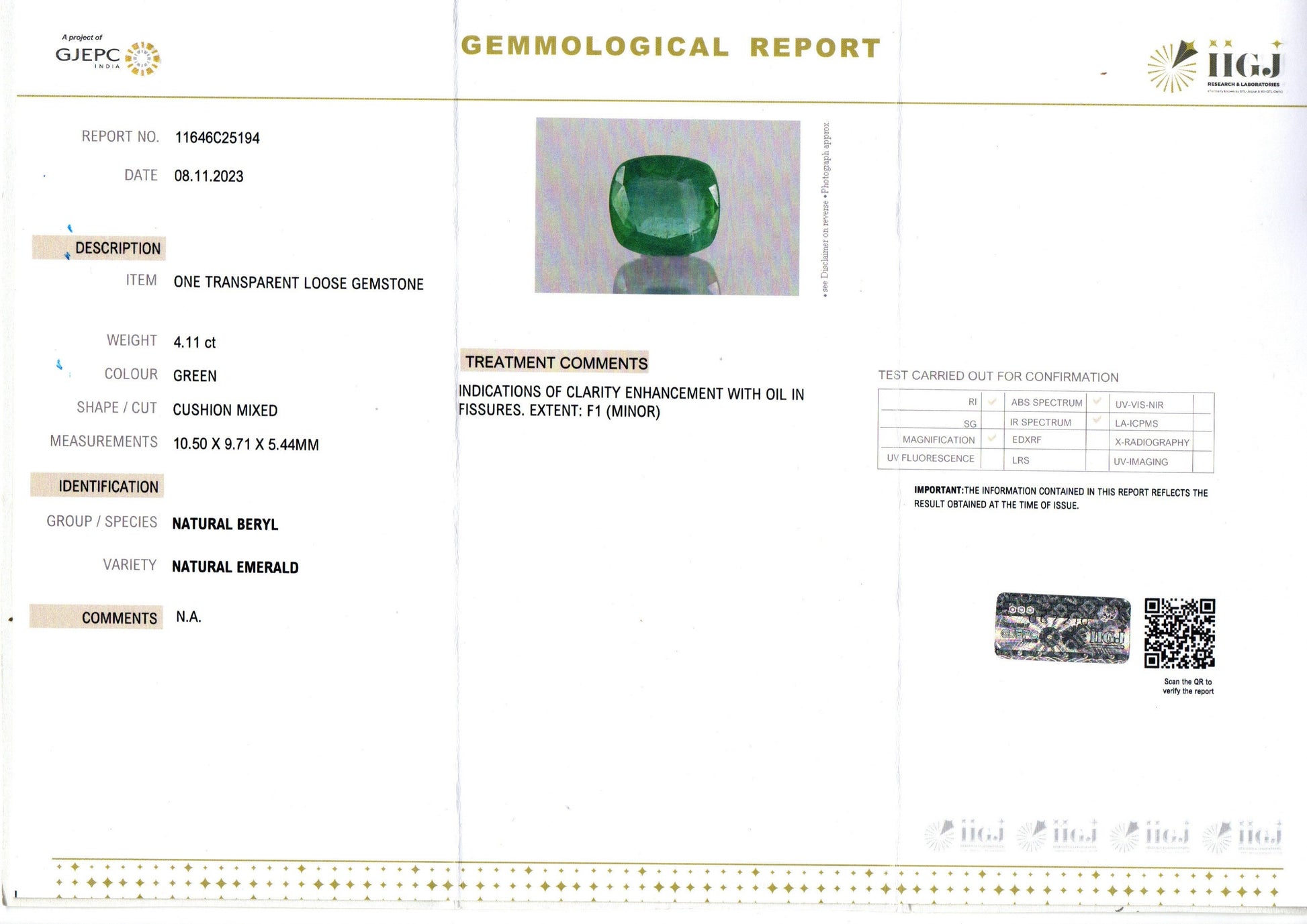 Emerald - 4.11 Carats