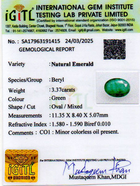 Emerald - 3.37 Carats