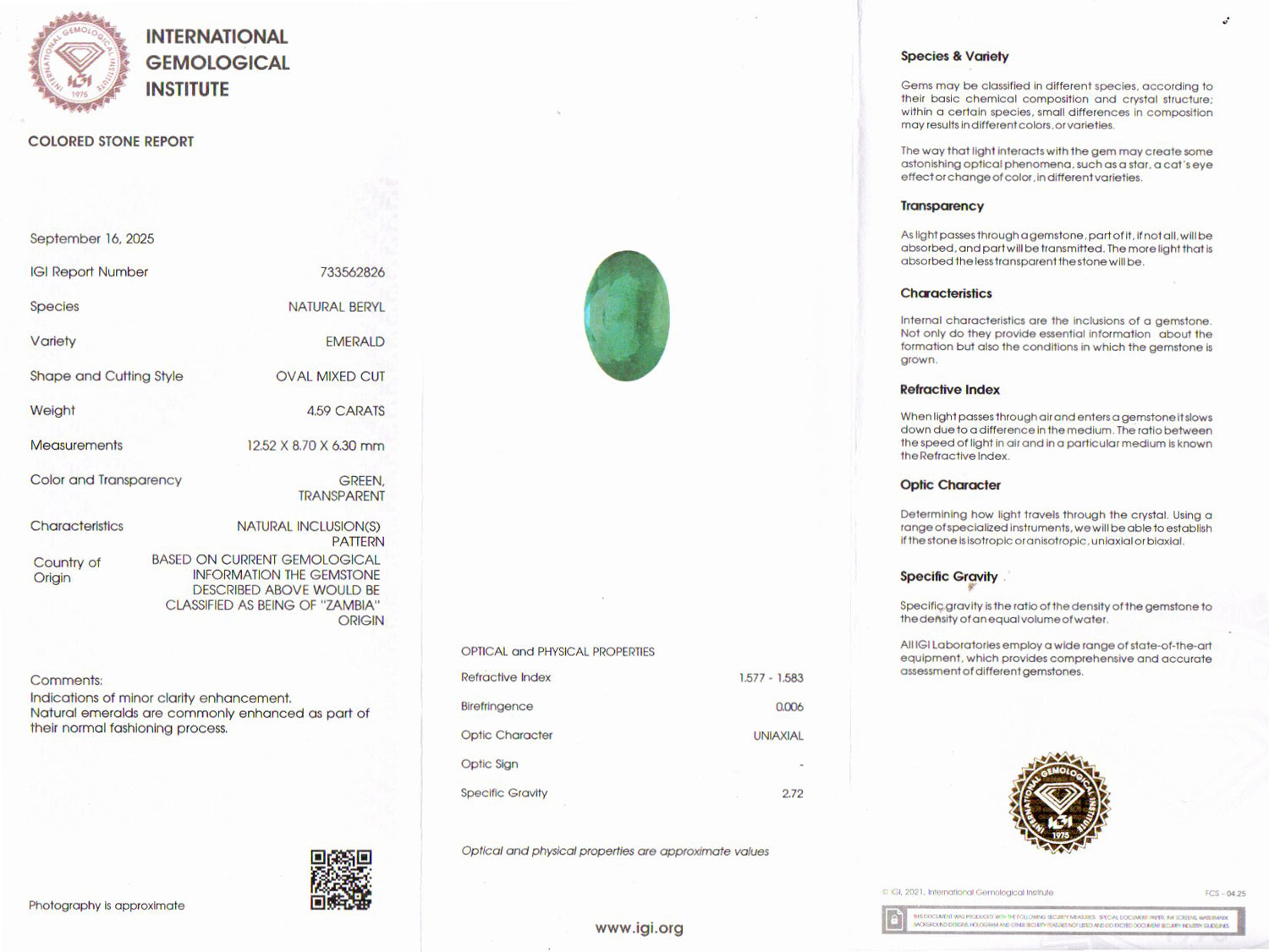 Emerald - 4.59 Carats