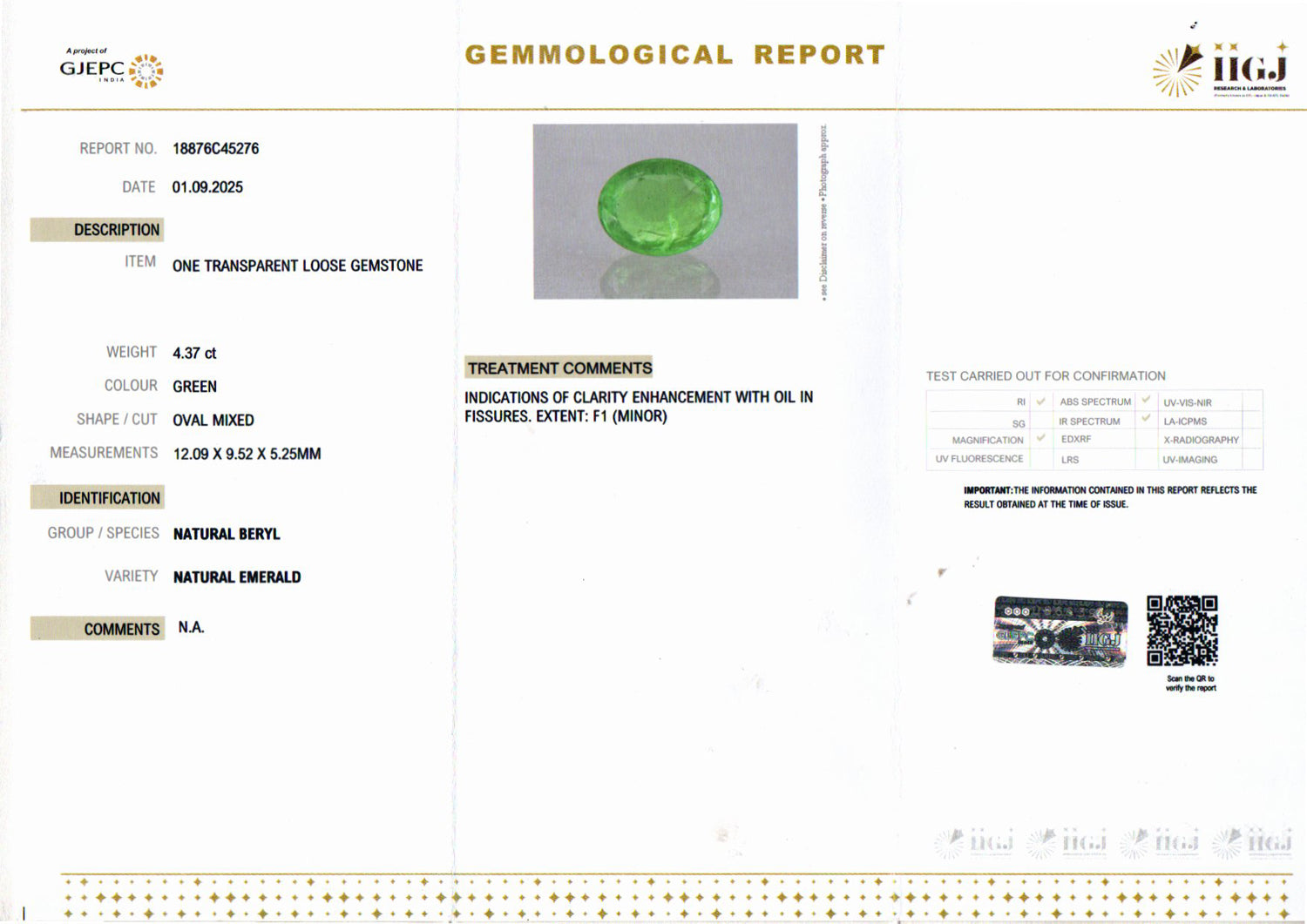Emerald - 4.37 Carats
