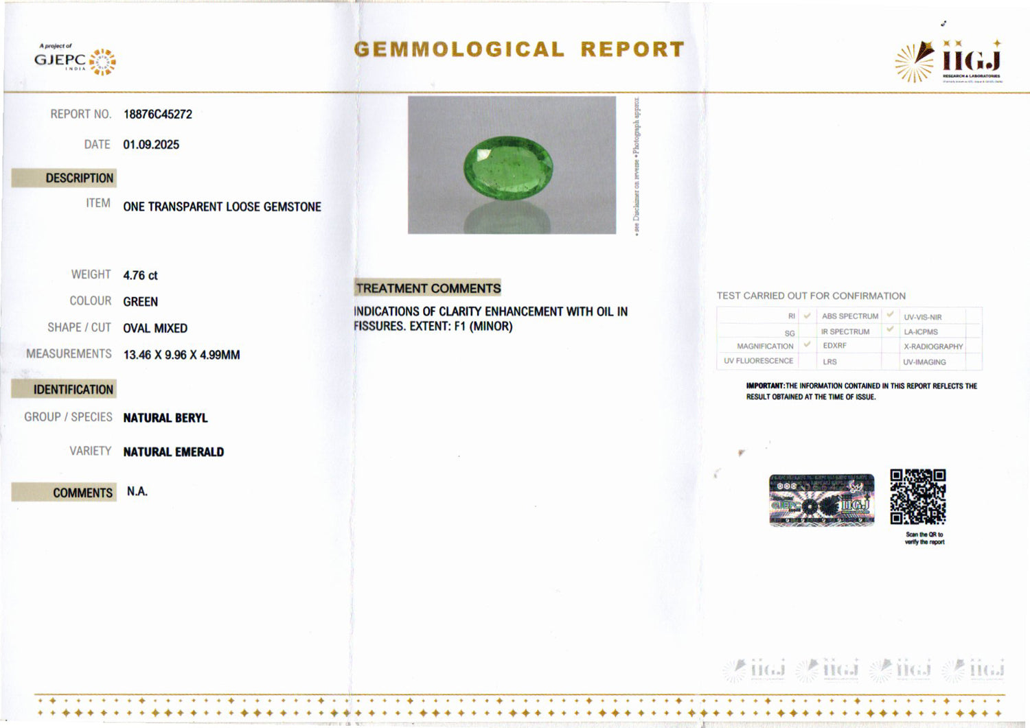 Emerald - 4.76 Carats