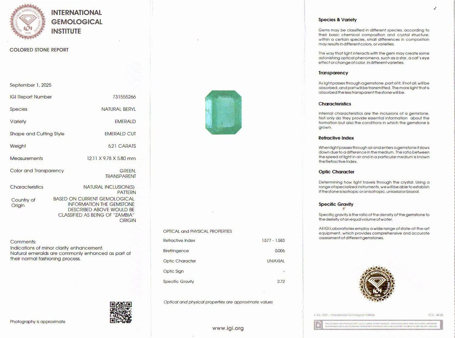 Emerald - 5.21 Carats