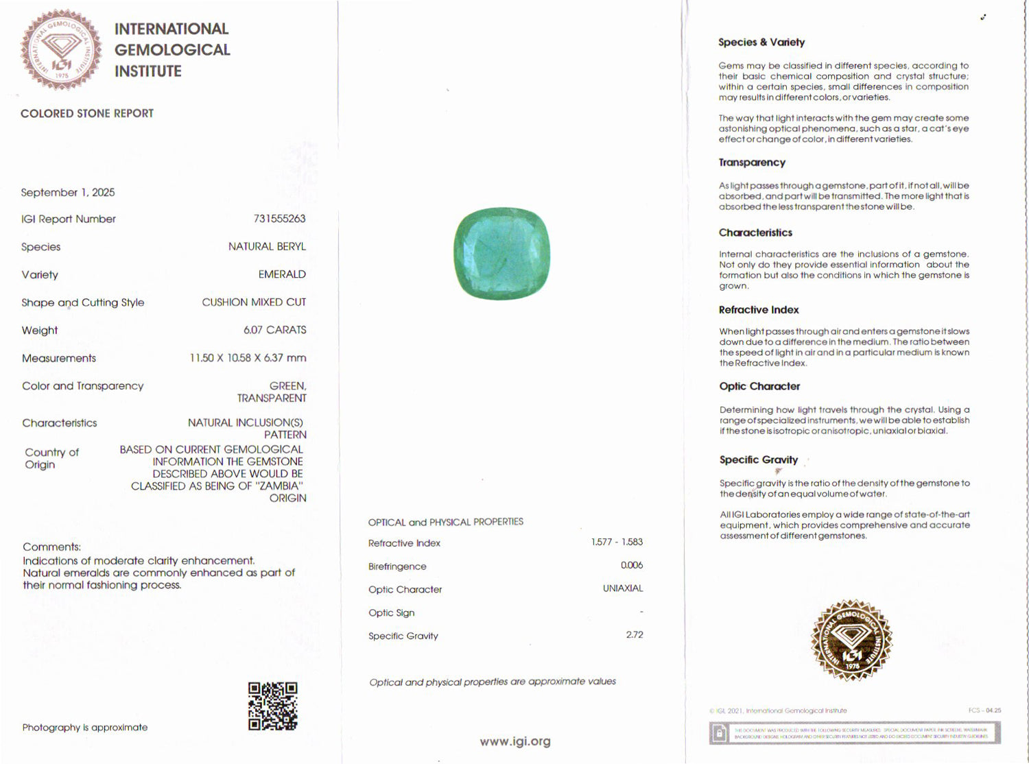 Emerald - 6.07 Carats