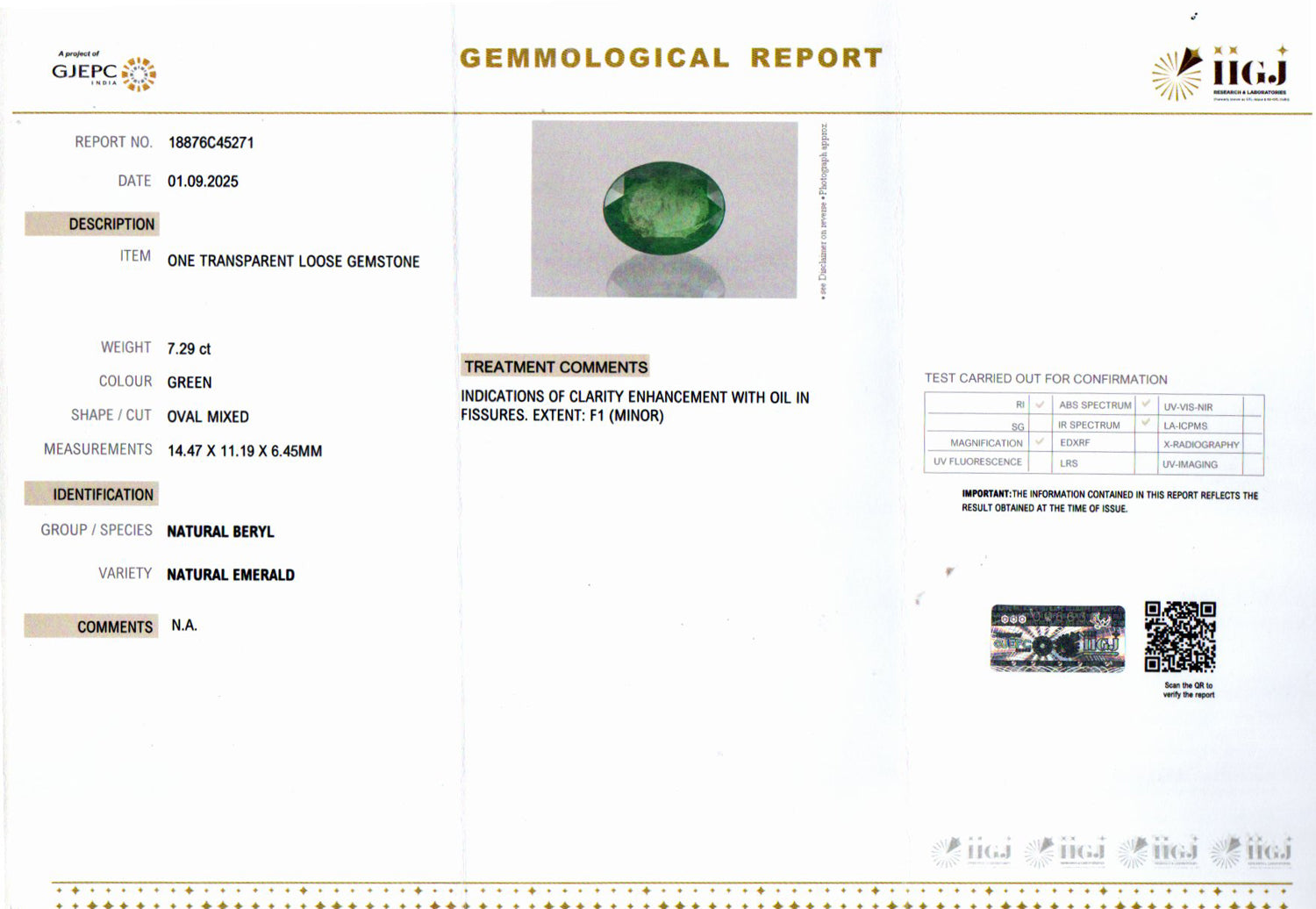 Emerald - 7.29 Carats