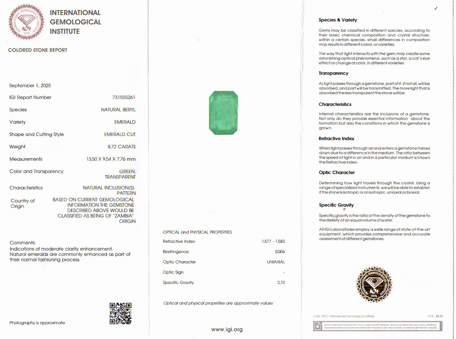 Emerald - 8.72 Carats