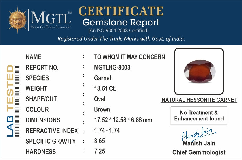 Hessonite (Gomed) - 13.51 Carat