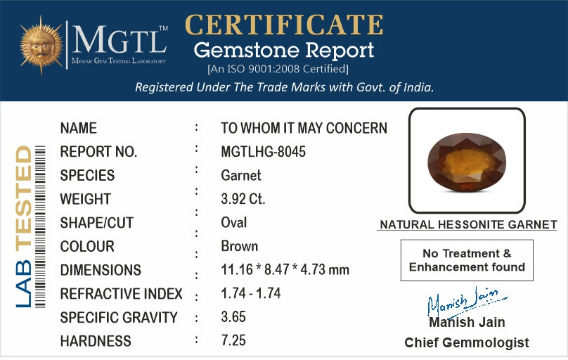 Hessonite (Gomed) - 3.92 Carat