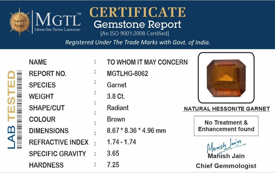 Hessonite (Gomed) - 3.8 Carat