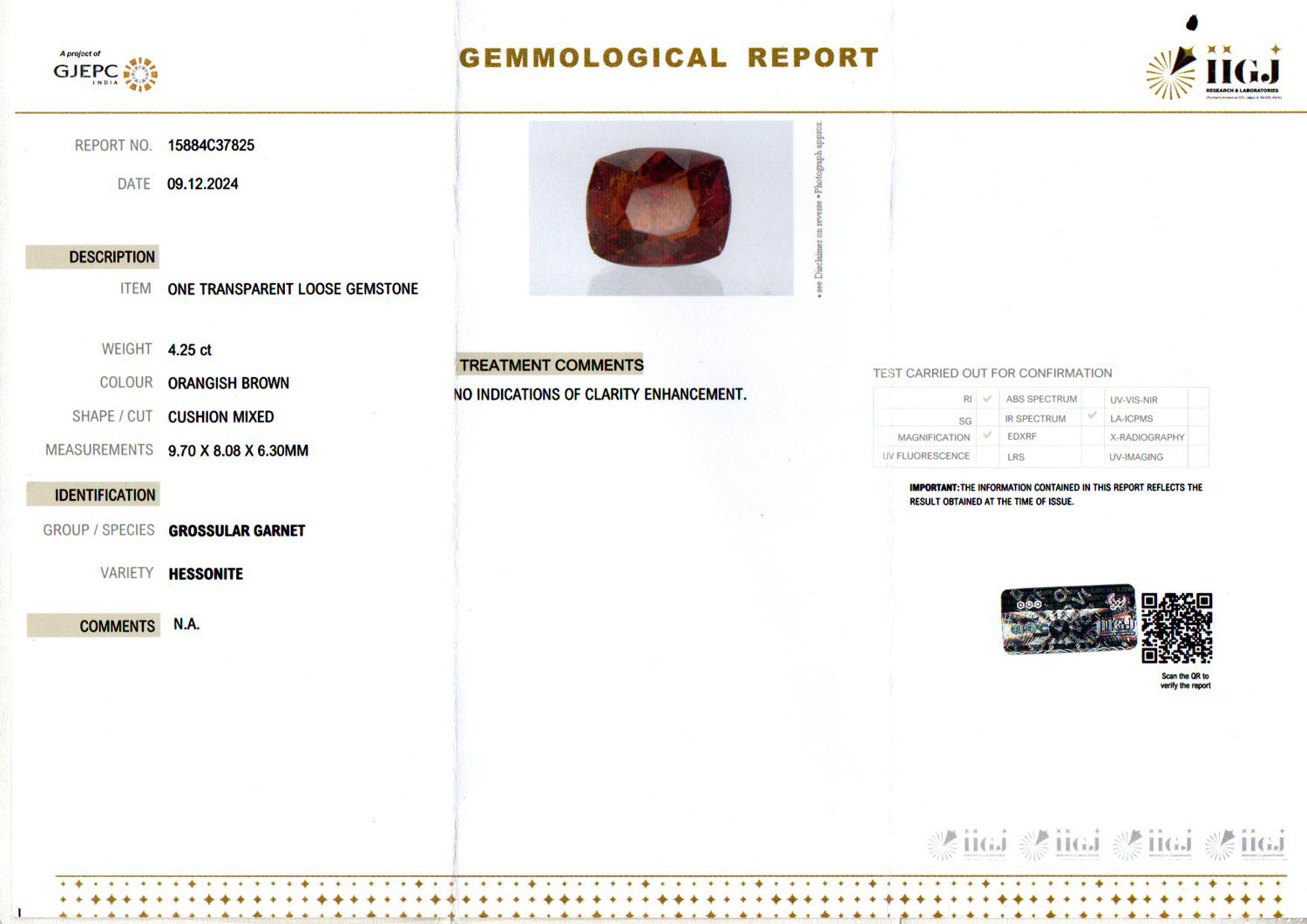 Hessonite (Gomed) - 4.25 Carat