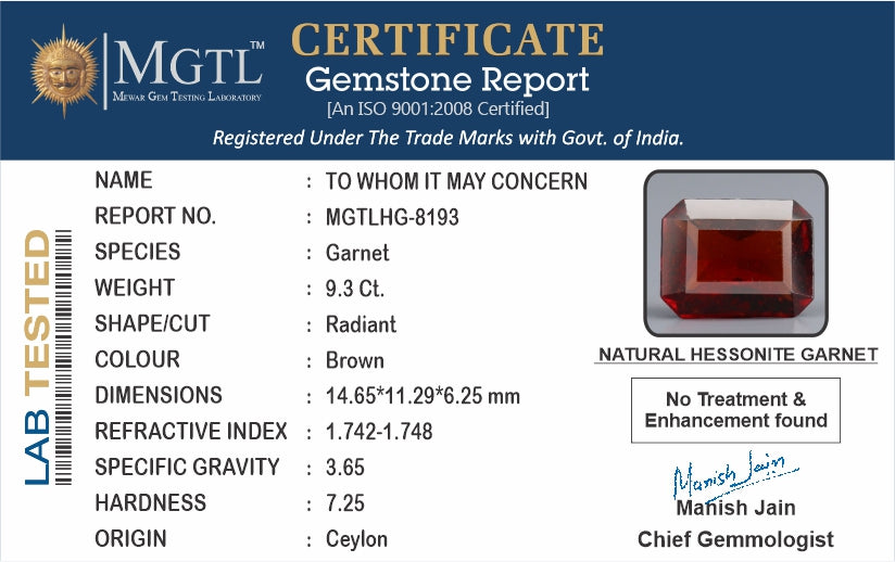 Hessonite (Gomed) - 9.3 Carat