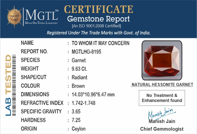 Hessonite (Gomed) - 9.63 Carat