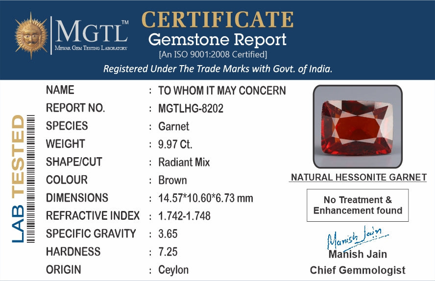 Hessonite (Gomed) - 9.97 Carat