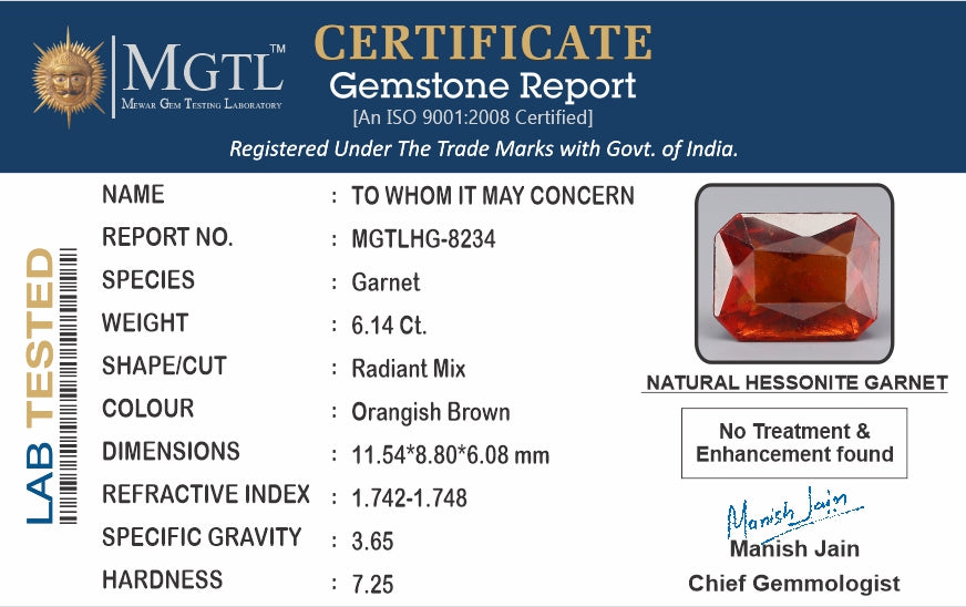 Hessonite (Gomed) - 6.14 Carat