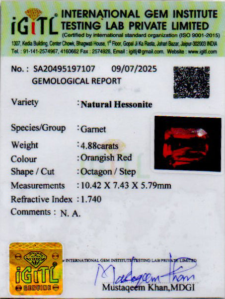 Hessonite (Gomed) - 4.88 Carat