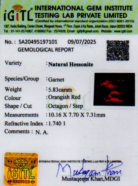 Hessonite (Gomed) - 5.83 Carat