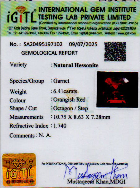 Hessonite (Gomed) - 6.41 Carat