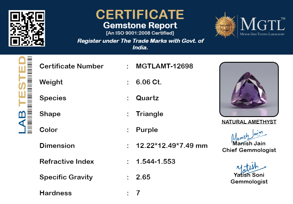 Amethyst - 6.06 Carat Prime Quality AMT-12698