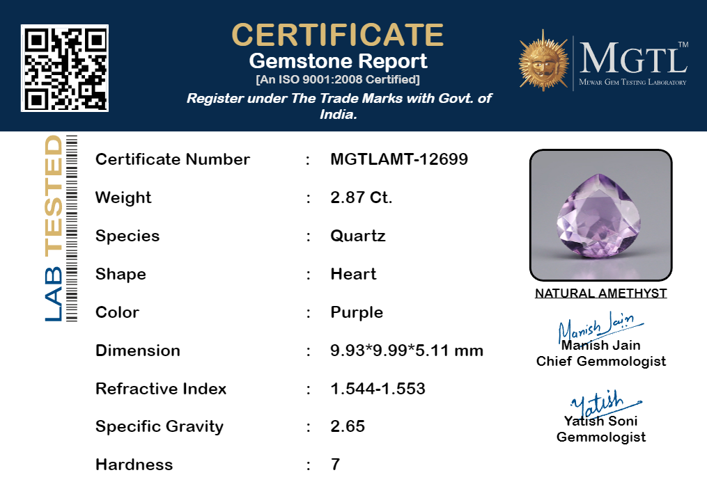 Amethyst - 2.87 Carat Prime Quality AMT-12699