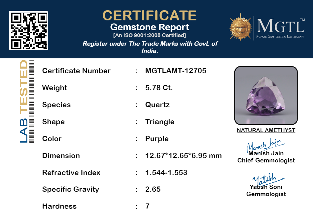 Amethyst - 5.78 Carat Prime Quality AMT-12705