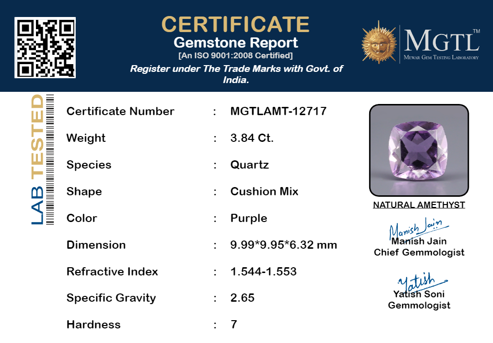 Amethyst - 3.84 Carat Prime Quality AMT-12717
