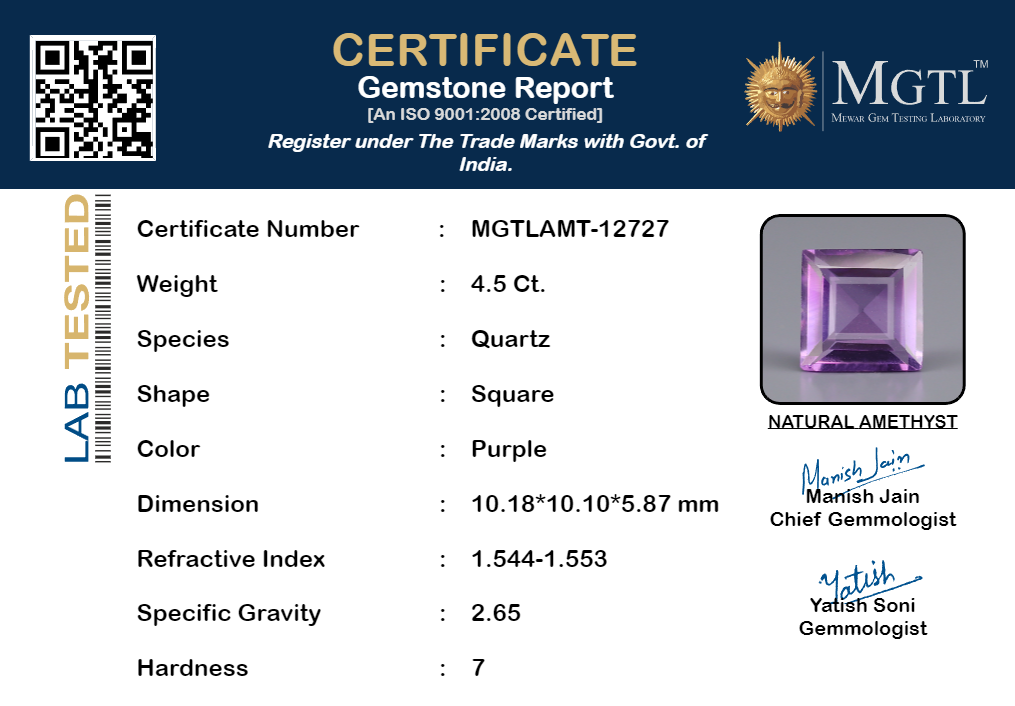 Amethyst - 4.5 Carat Prime Quality AMT-12727